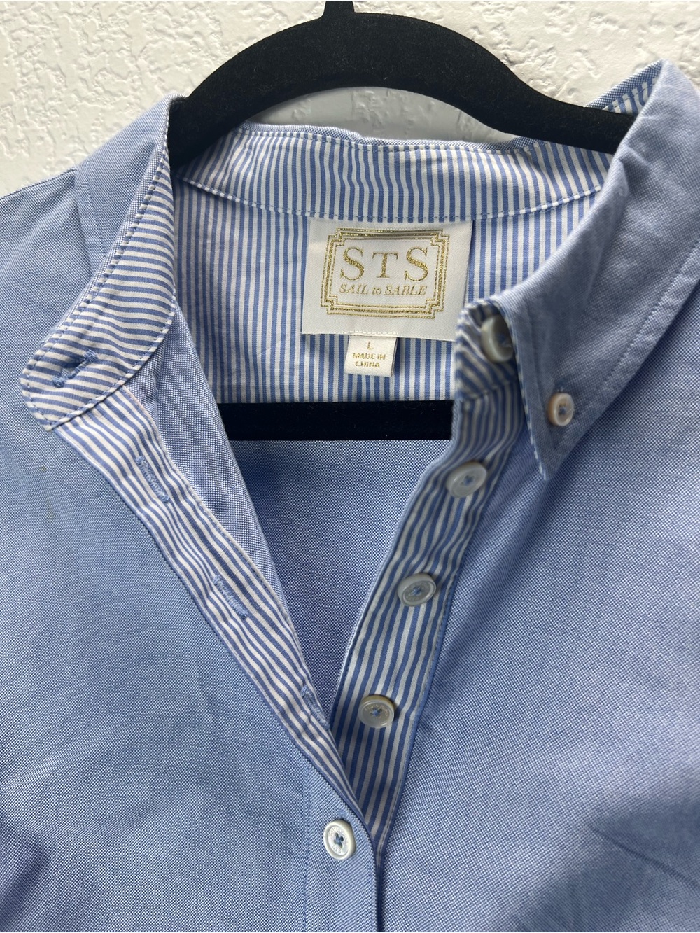 STS Sail to Sable Light Blue Sleeveless Oxford Shift Dress Size Large - Picture 12 of 12